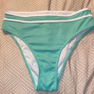 high waisted teal swim bottms